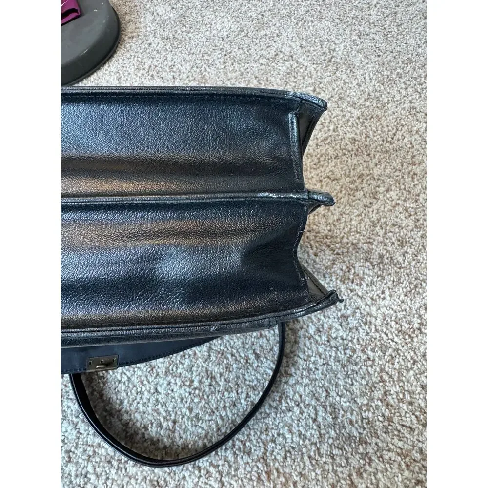 Vintage Black Leather Briefcase Crossbody Bag Made in Argentina